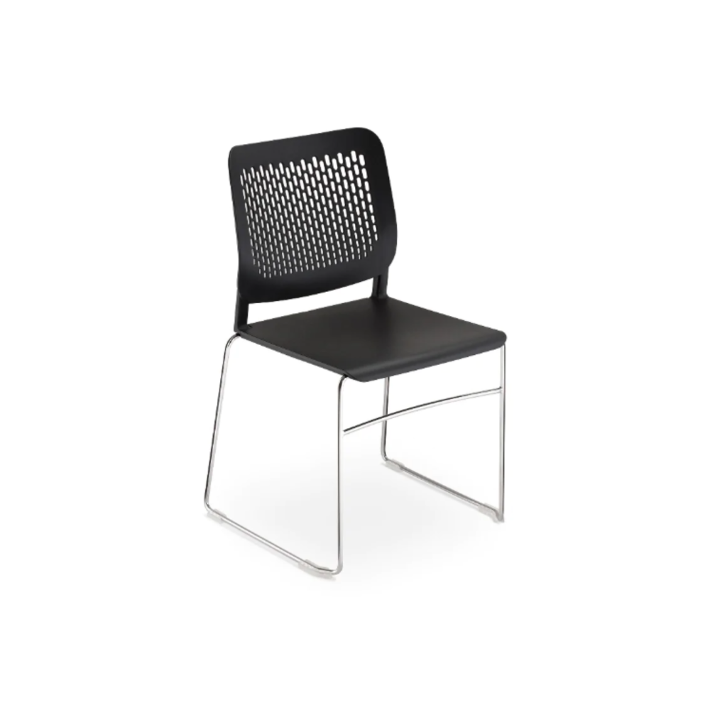 Конферентен стол Calado CFS, PP облегалка и седалка, база хром, черен