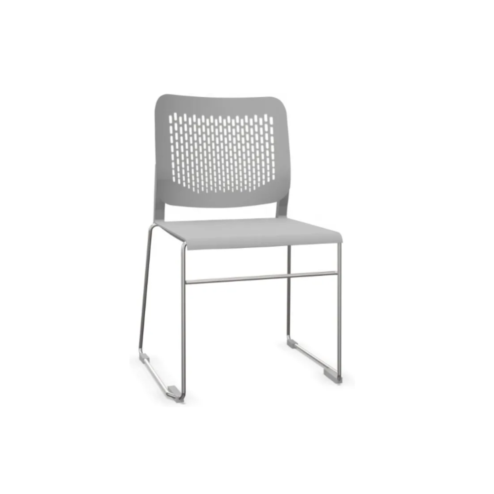 Конферентен стол Calado CFS, PP облегалка и седалка, база хром, сив