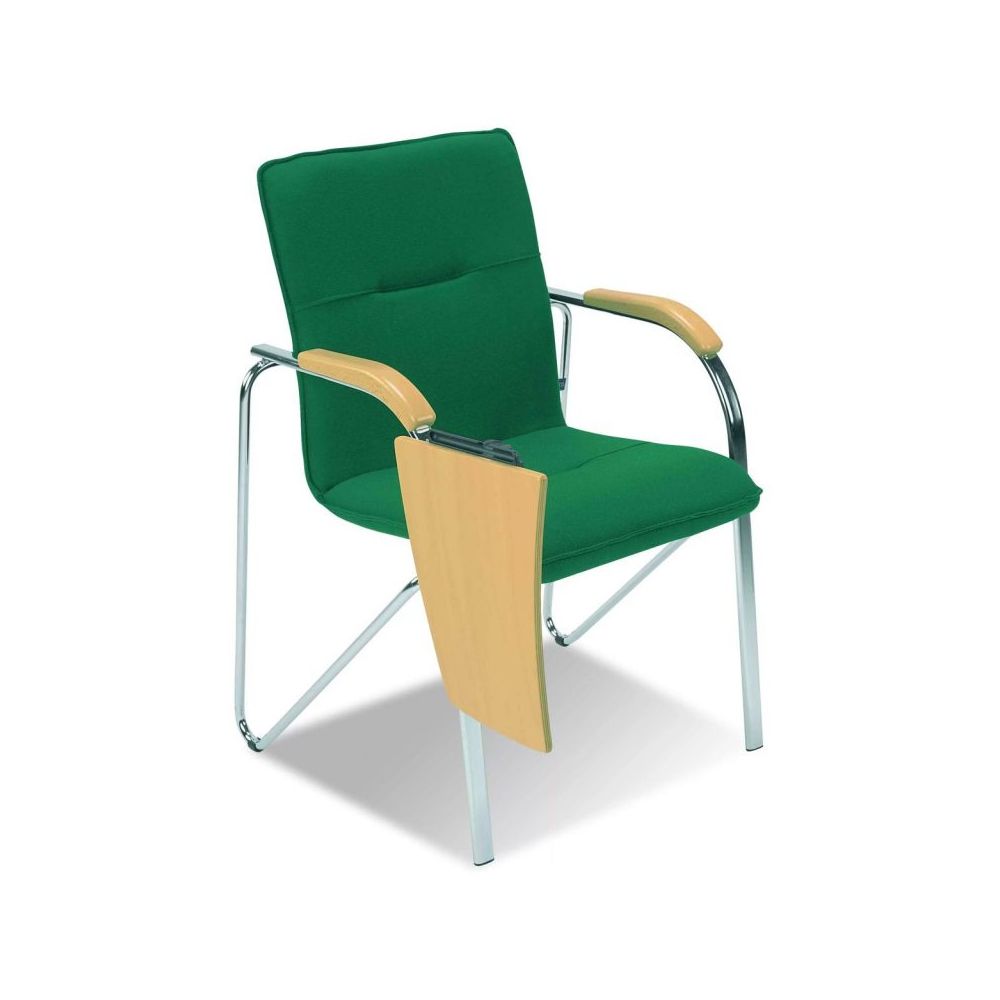 Конферентен стол с дървена маса Samba TE, дамаска, метална база хром, червен