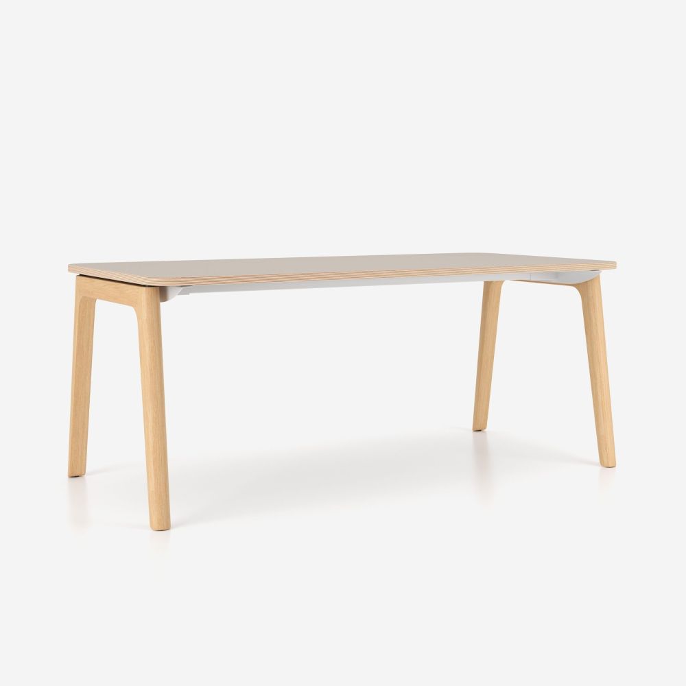 Конферентна маса Levitate RCR, А-крака с кръгъл профил, бук, 1800х900х740мм, ПДЧ 25 мм, перлено сива