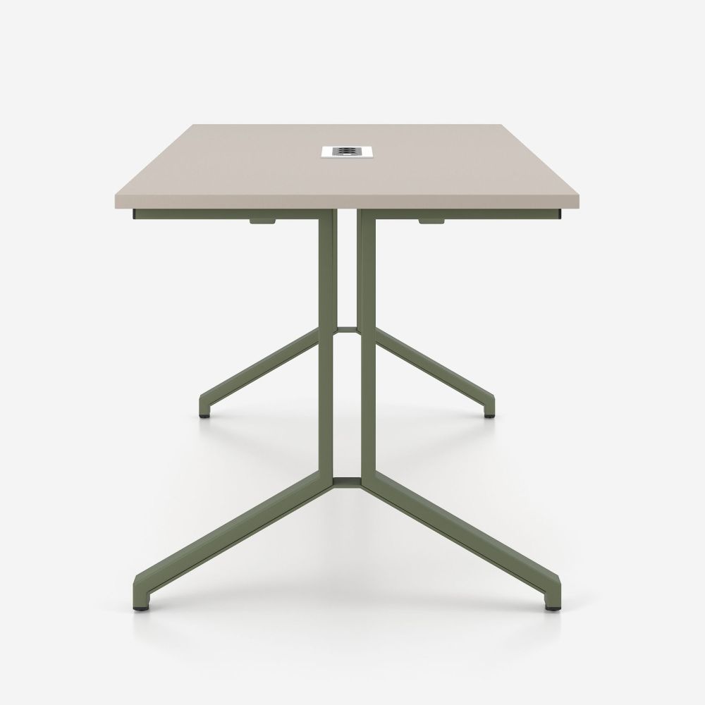 Конферентна маса MeeThink, крака Y-профил, маслинено-зелен, 1800х800х740, ПДЧ25 мм, бежова