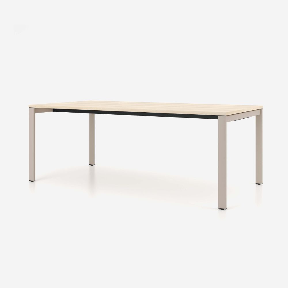 Конферентна маса SQart, T1, крака с квадратен профил, бежов, 2000х1000х740 мм, ПДЧ 25 мм, акация