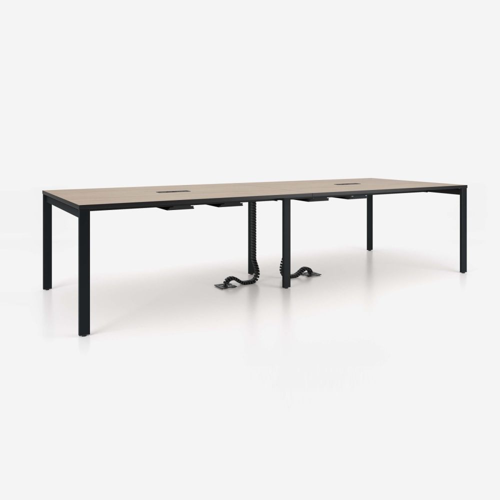 Конферентна маса SQart, T2, крака с квадратен профил, черен, 3200х1200х740мм, ПДЧ 25 мм, дъб Виченца