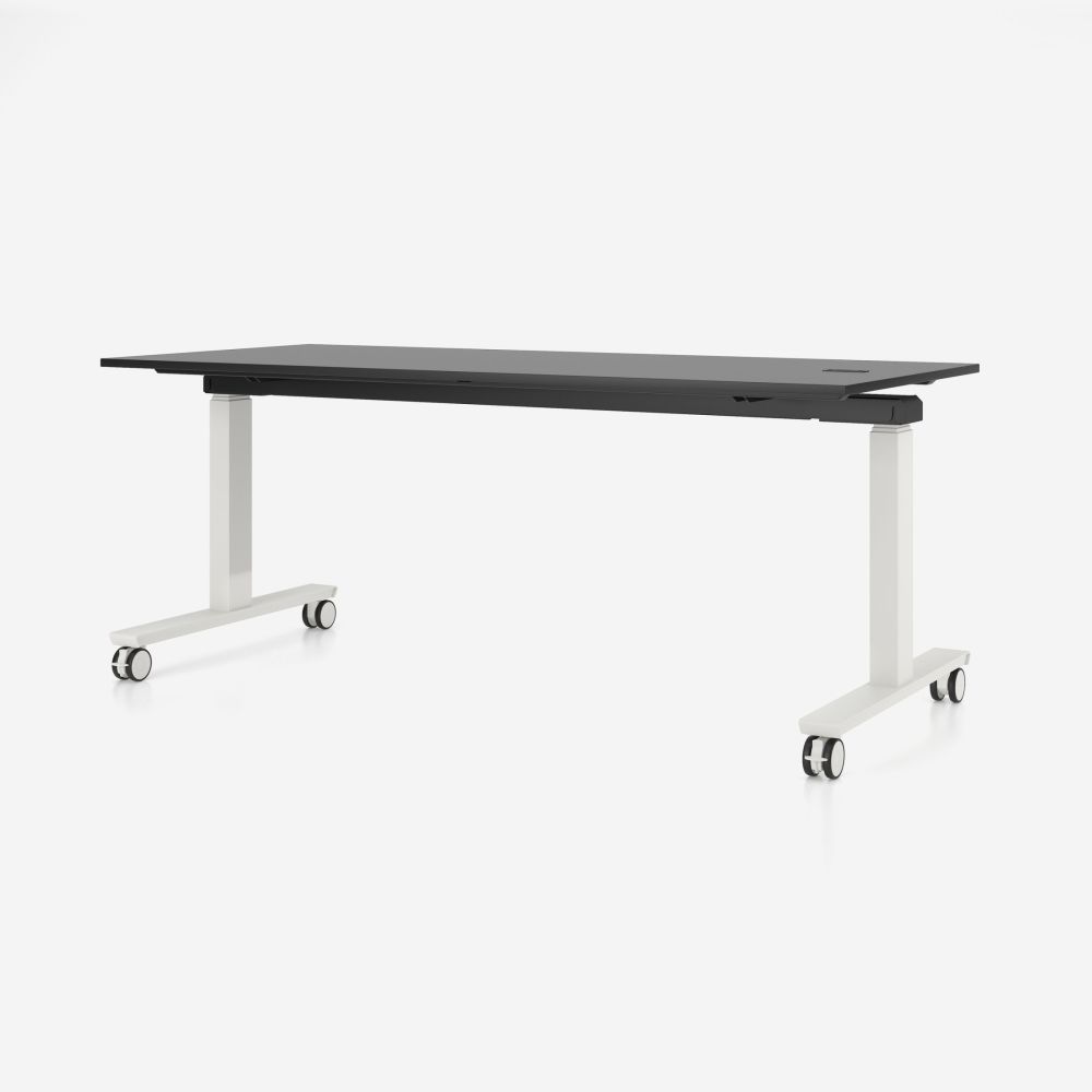 Конферентна маса XIO 2.0 RC, сгъваема, квадратен профил, бял, 1600х800х740, ПДЧ25 мм, прашно сива