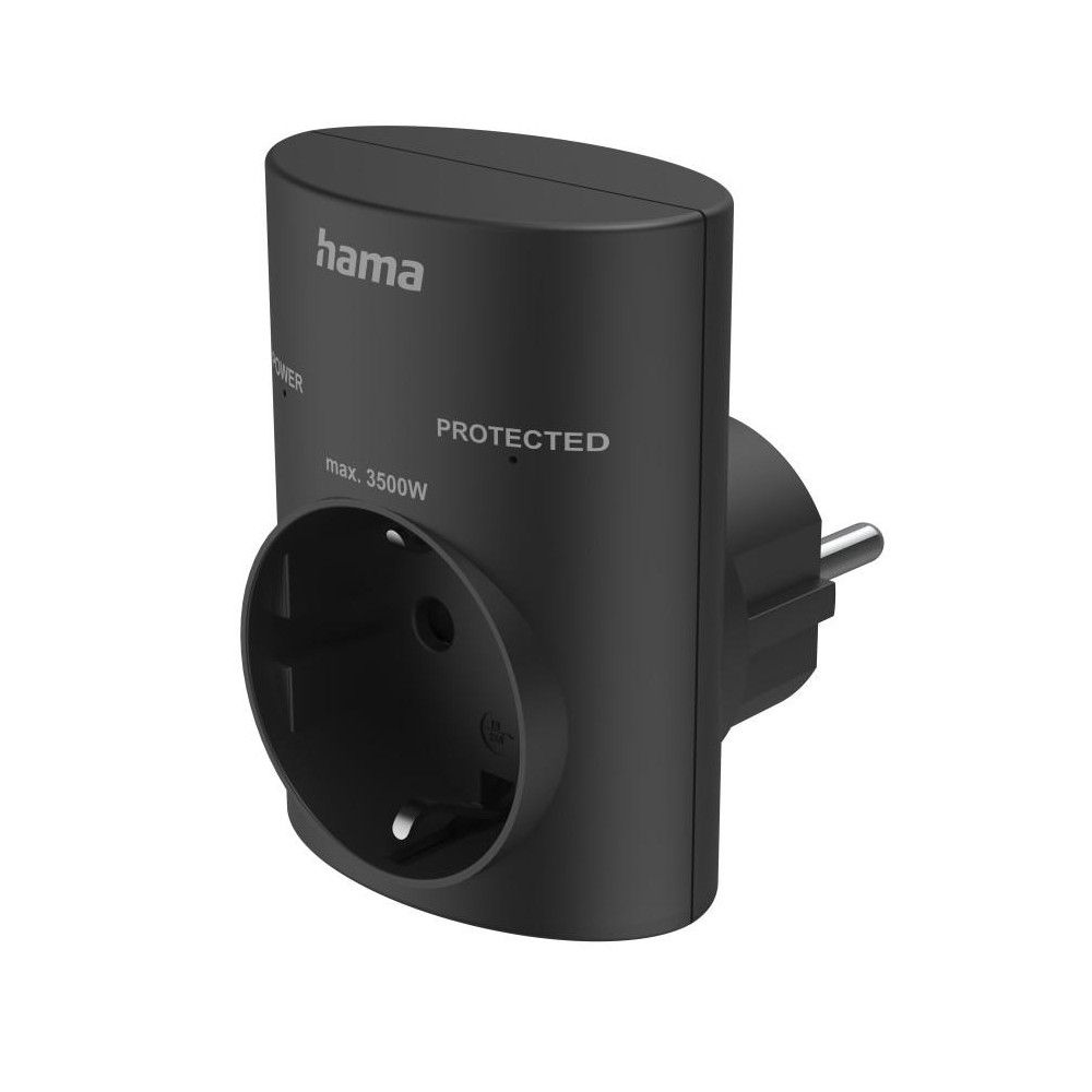 Контакт HAMA с вградена защита от пренапрежение, черен