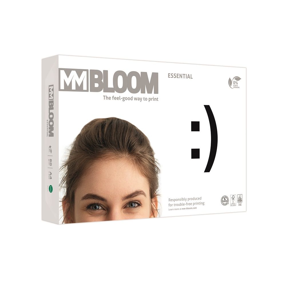 Копирна хартия Bloom Essential, А4, 80 г, бяла, CIE белота 146, PEFC, пакет 500 л.