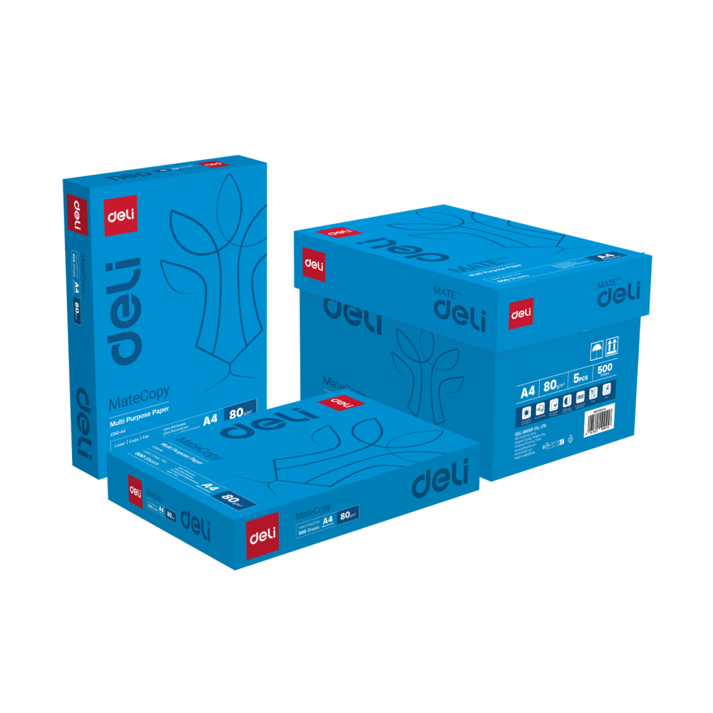 Копирна хартия Deli Mate Copy, А4, 80 г, бяла, CIE белота 158, PEFC, пакет 500 л.