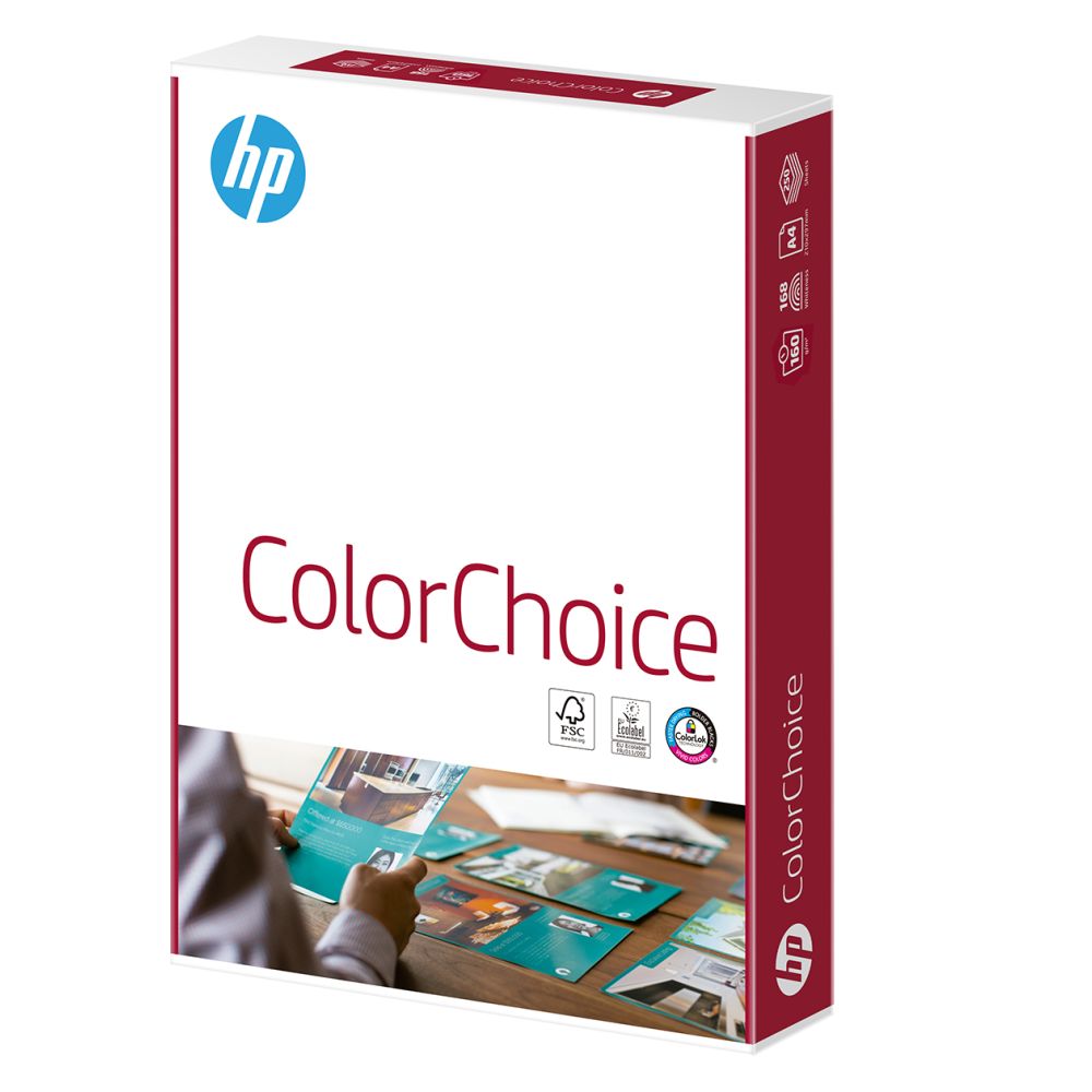 Копирна хартия HP Color Choice, А4, 160 г, бяла, CIE белота 168, FSC, пакет 250 л.