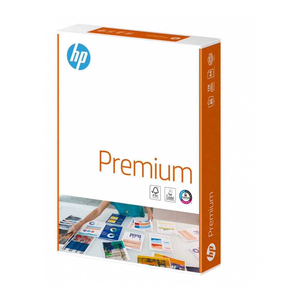 Копирна хартия HP Premium, А4, 80 г, бяла, CIE белота 170, FSC, пакет 500 л.