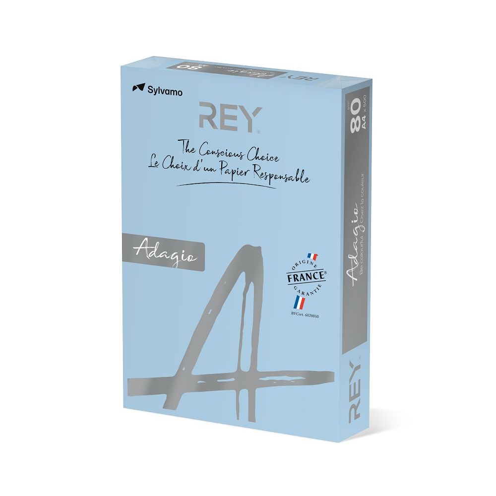 Копирна хартия REY Adagio, A4, 80 г, пастелен цвят Blue (01), пакет 500 л.