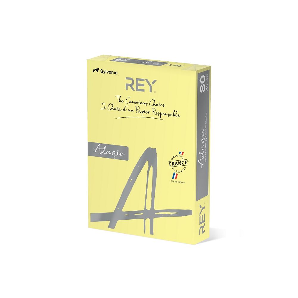 Копирна хартия REY Adagio, A4, 80 г, пастелен цвят Canary (03), пакет 500 л.