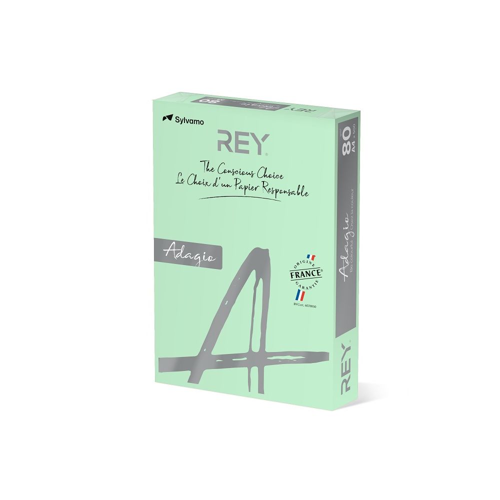 Копирна хартия REY Adagio, A4, 80 г, пастелен цвят Green (09), пакет 500 л.