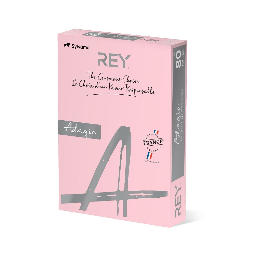 Копирна хартия REY Adagio, A4, 80 г, пастелен цвят Pink (07), пакет 500 л.