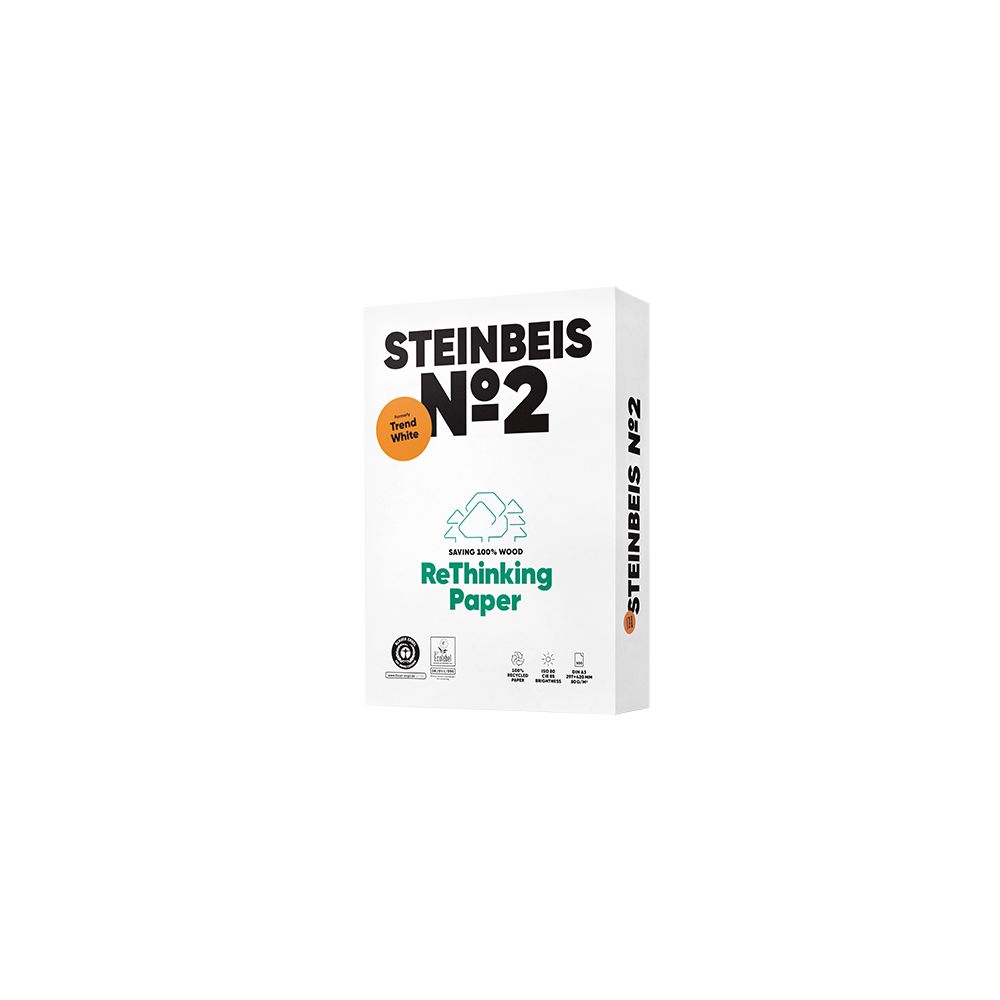 Копирна хартия STEINBEIS №2 ReThinking, А3, 80 г, 100% рециклирана, CIE белота 85, пакет 500 л.