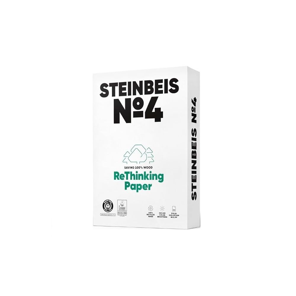 Копирна хартия STEINBEIS №4 ReThinking, А4, 80 г, 100% рециклирана, CIE белота 100, пакет 500 л.
