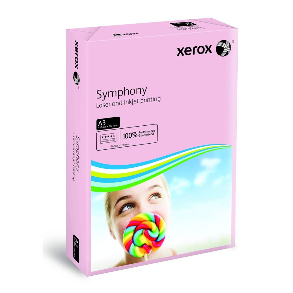 Копирна хартия Xerox Symphony, A3, 80 г, пастелен цвят Pink (3R92261), пакет 500 л.