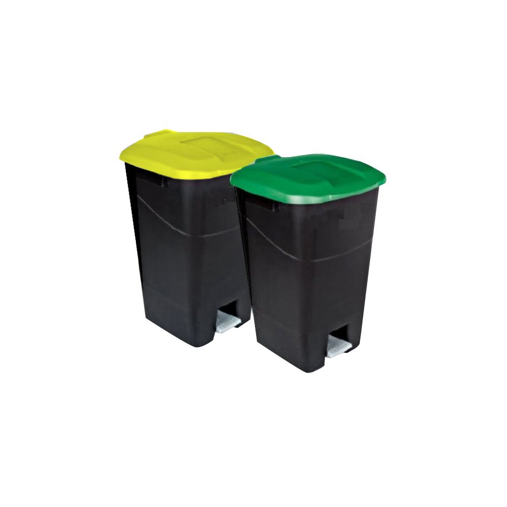 Кош за отпадъци с педал, РР, 60 л, 400х428х645 мм, черно тяло и зелен капак
