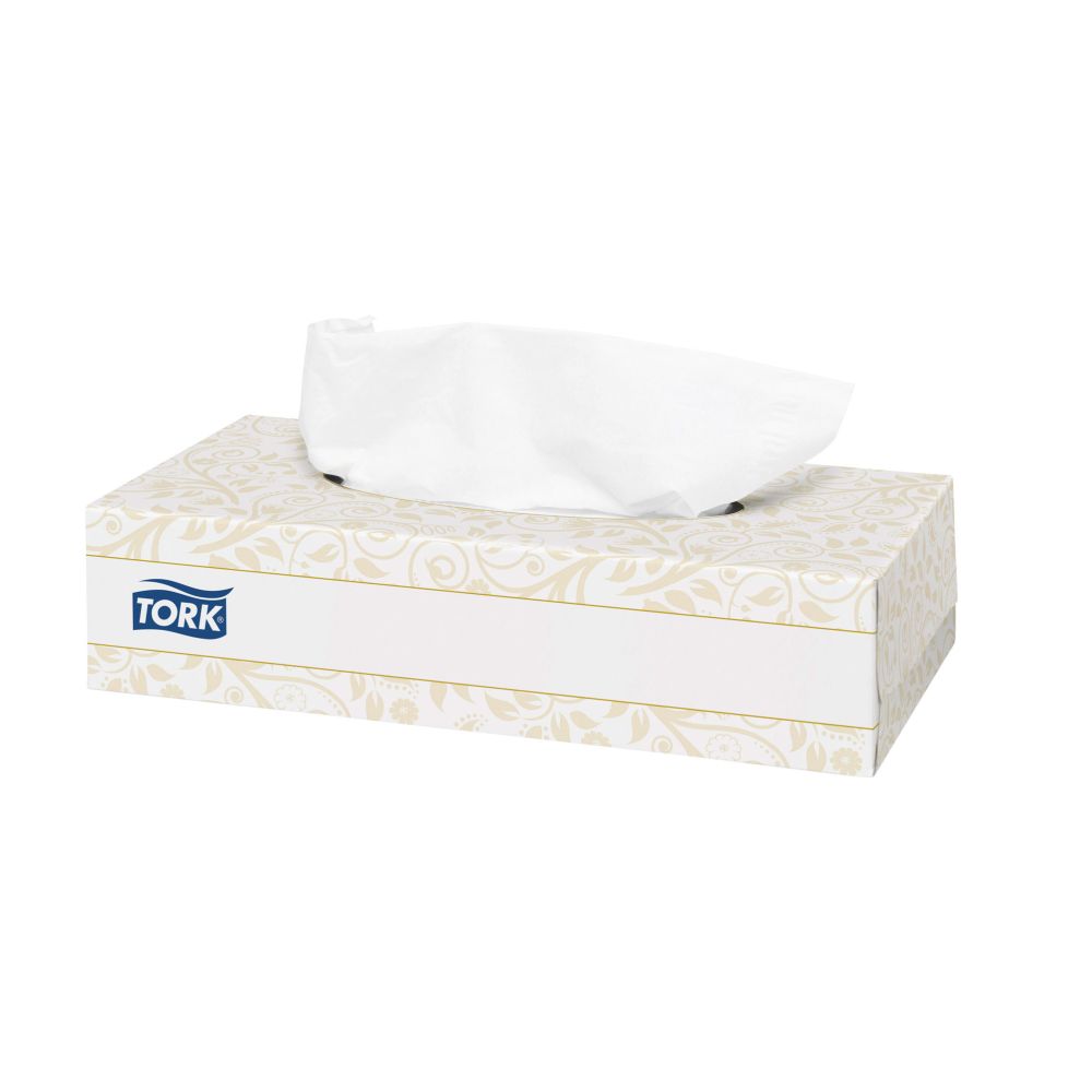 Козметични кърпи за лице Tork Soft F1, 2 пласта, бели, 100 къса в кутия