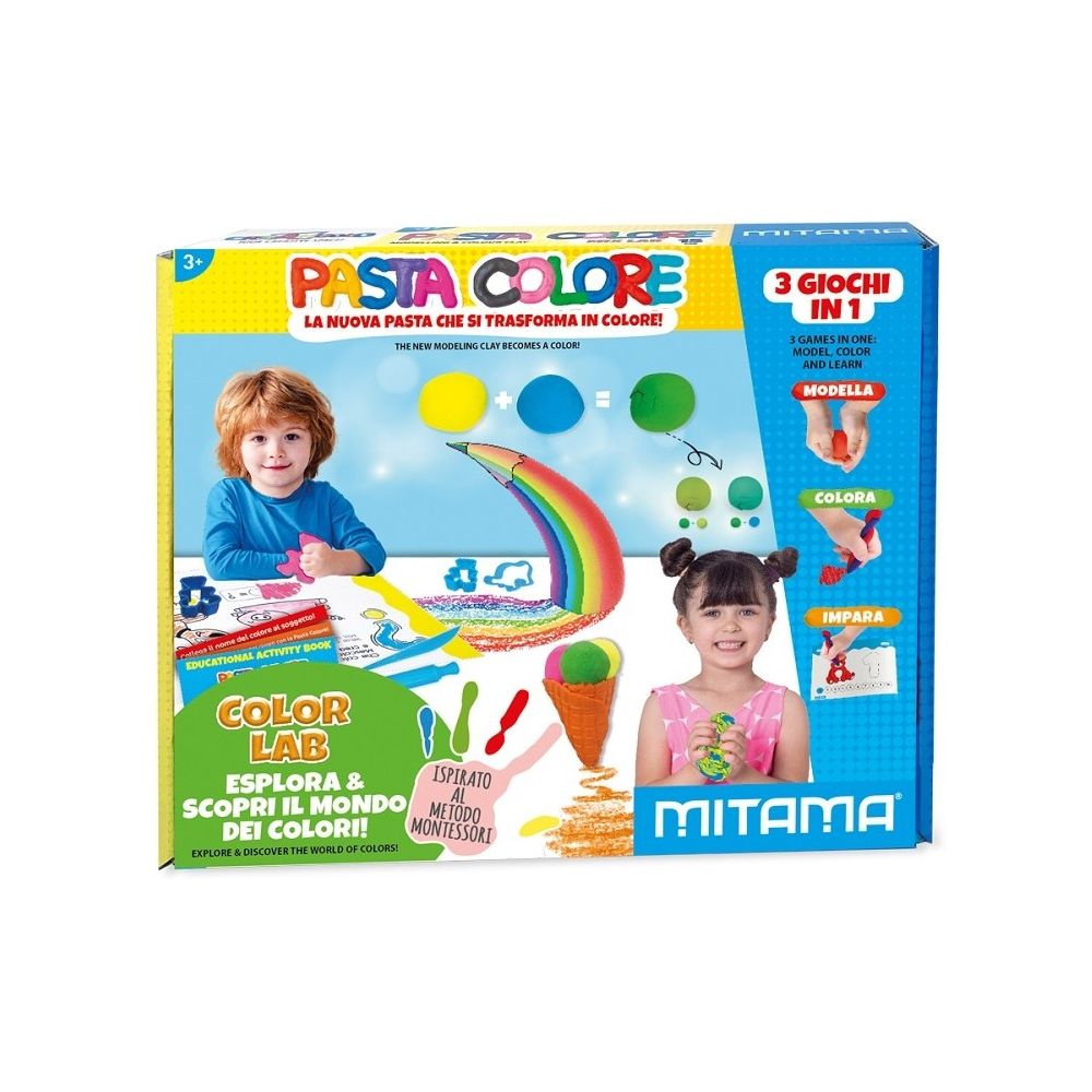 Креативен комплект за моделиране MITAMA Pasta Colore Lab, 7 цвята глина, 4 форми, ножче, книжка