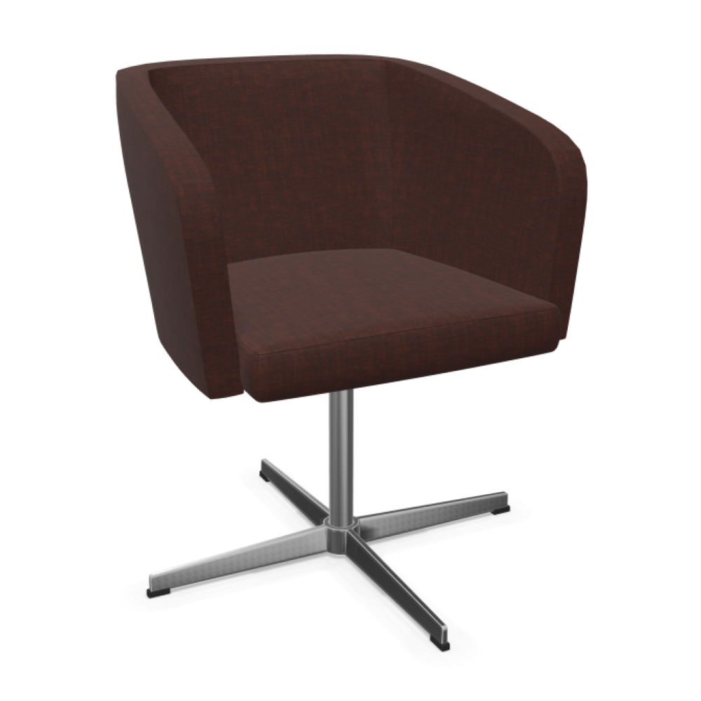 Кресло Hello!, 4S, въртящо се, метална база хром О 480 мм, дамаска Home(2)HM34, тъмночервена