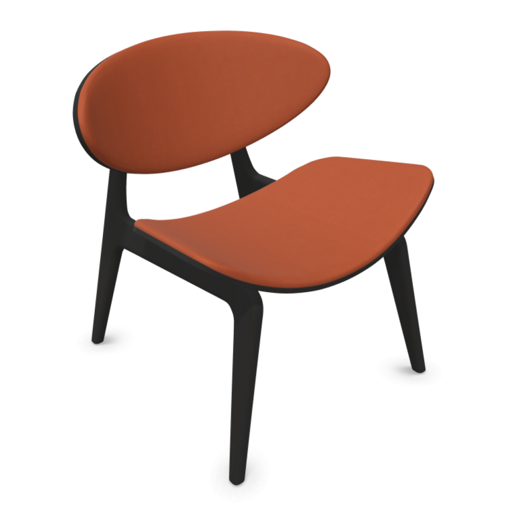 Кресло Kanu 4L LGW, 750х680х800мм, основа бук, черен, екокожа skaiParotega(4)NF654, перлено оранжево