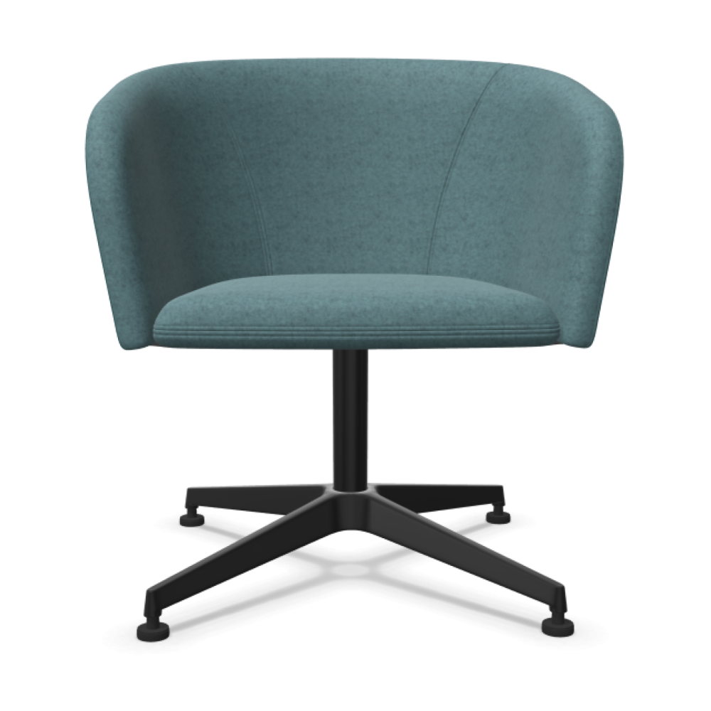 Кресло Naudu, с колелца, 685х590х780мм, база алуминий, черна, дамаска Blazer(4)KUZ33/3B, водно синьо