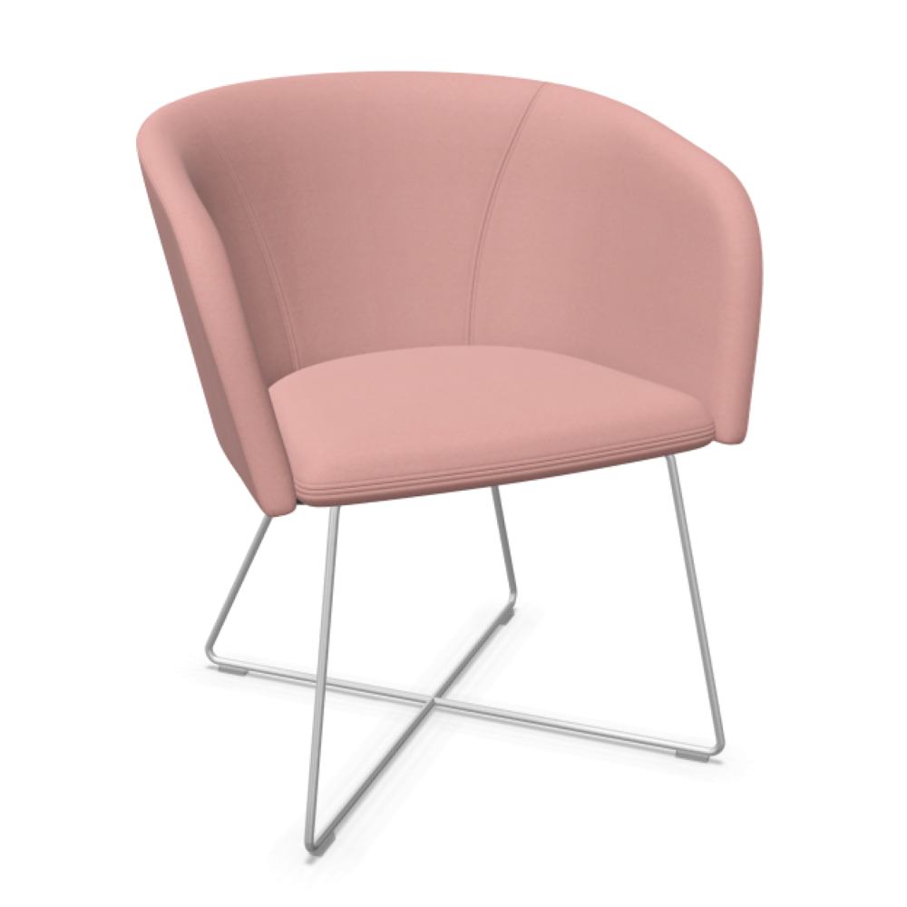 Кресло Naudu, SFSX-ROD, 670х600х770 мм, бяла метална основа, дамаска Era(1)CSE19, розова