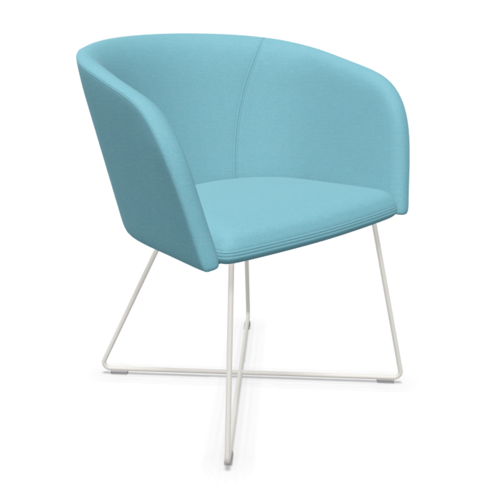 Кресло Naudu, SFSX-ROD, 670х600х770 мм, бяла метална основа, дамаска Era(1)CSE20, лазурно синя