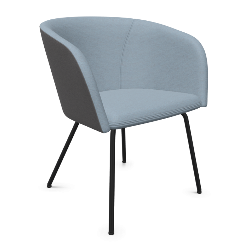 Кресло Naudu, SFSX-ROD, 670х600х770мм, черна метална основа, дамаска Era(1)CSE43/13,светло/тъмносива