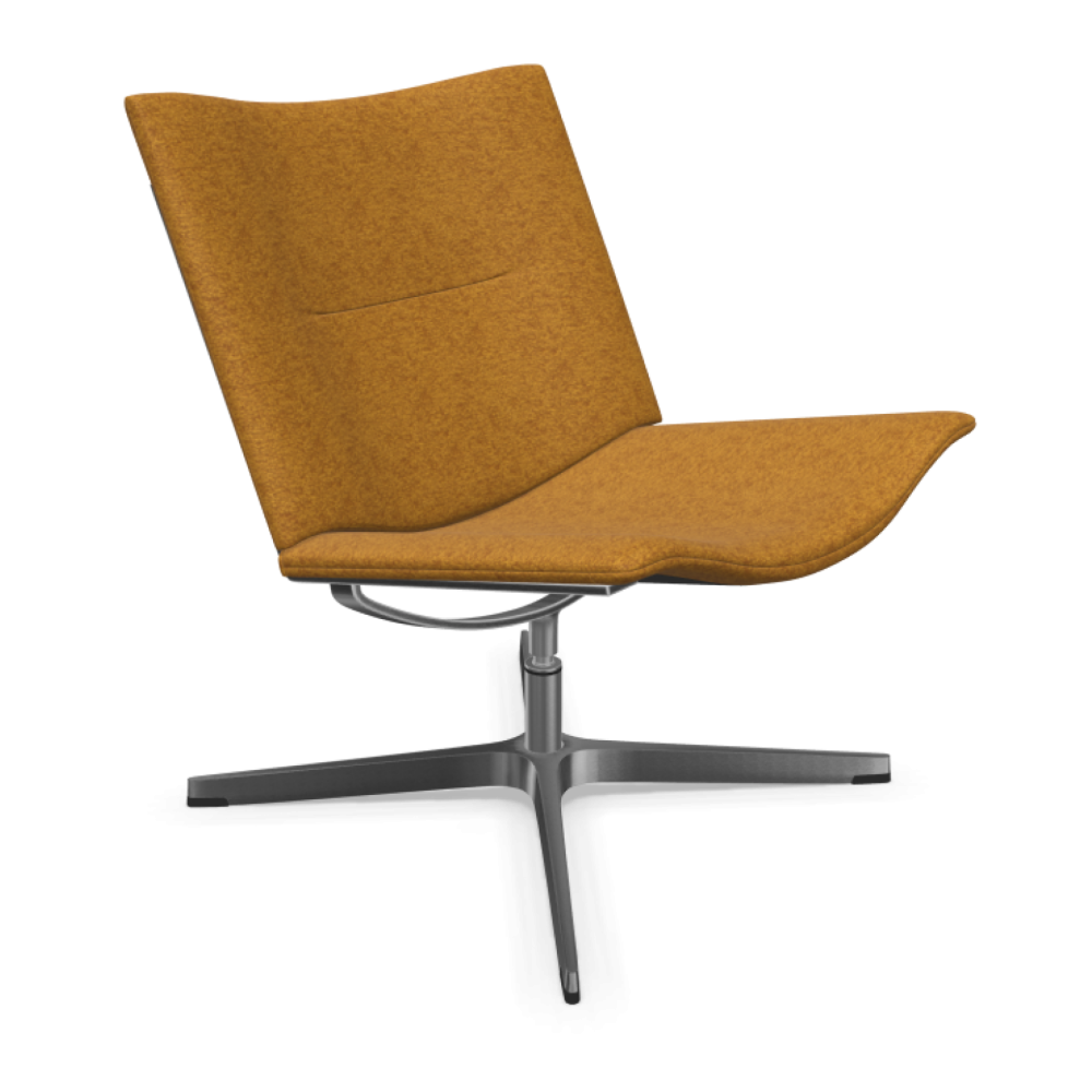 Кресло Sivu, 4S, 805х805х780 мм, метална основа полиран алуминий, дамаска Boogie(2)BO23, кафява охра