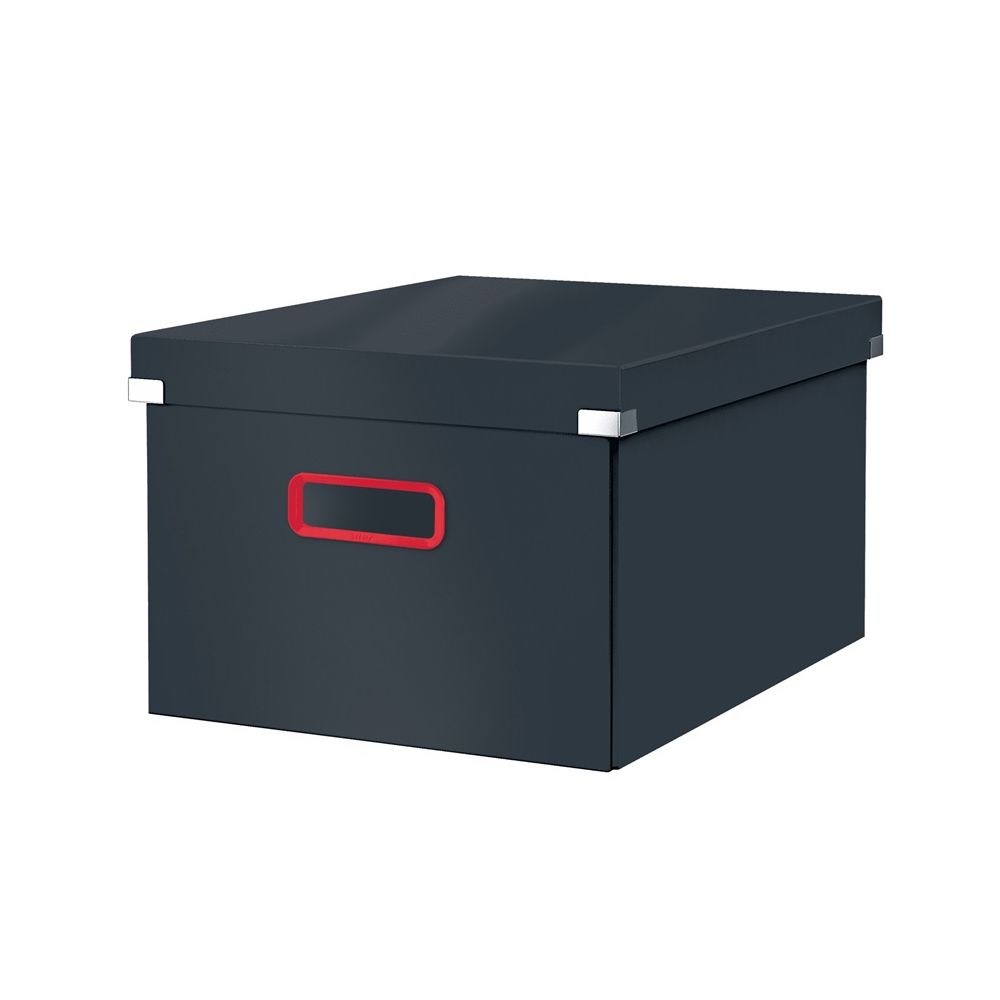 Кутия с дръжки LEITZ Cosy Click&Storе, 281х200х370 мм, РР ламиниран картон, тъмносива