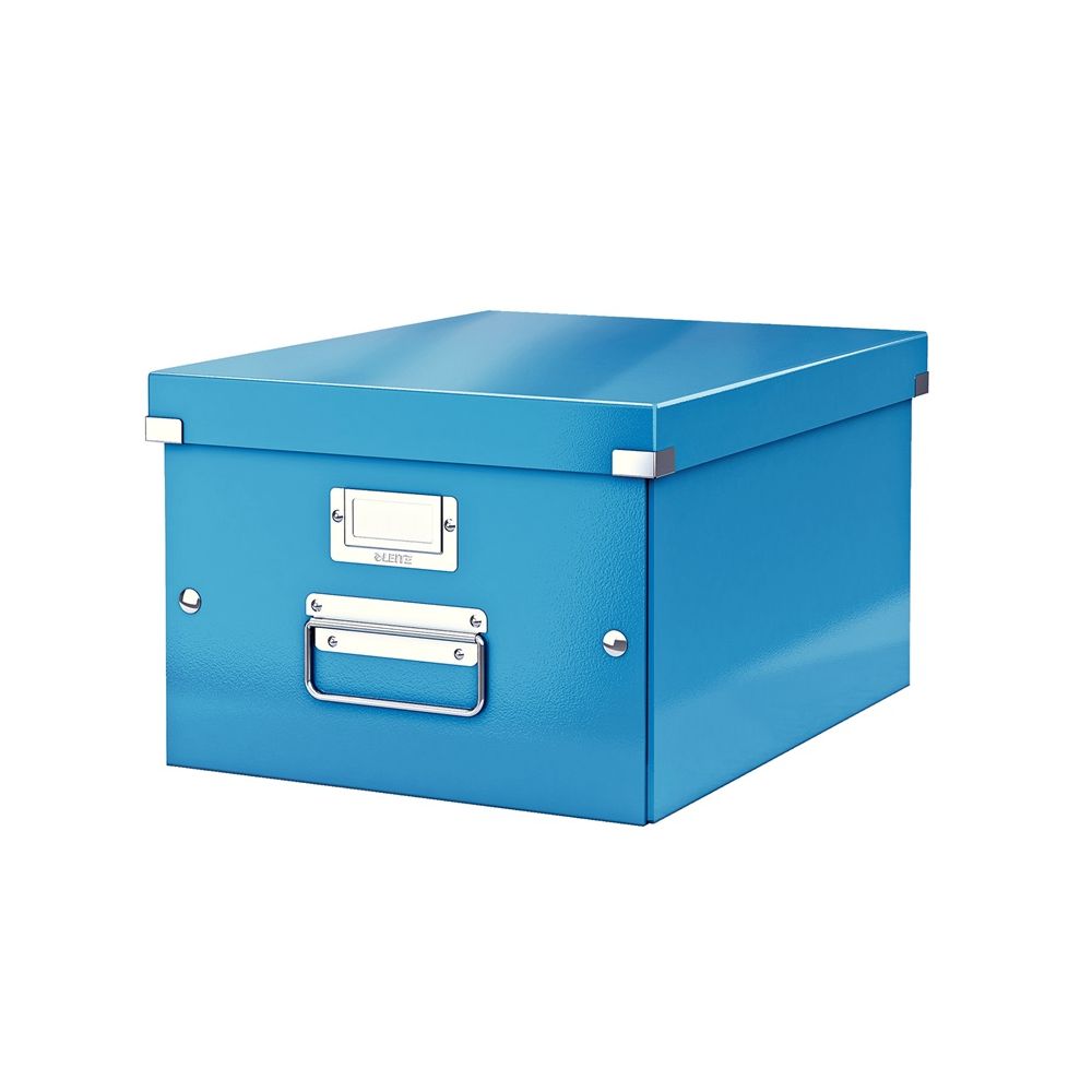 Кутия с дръжки LEITZ WOW Click&Store, 281х200х370 мм, РР ламиниран картон, синя