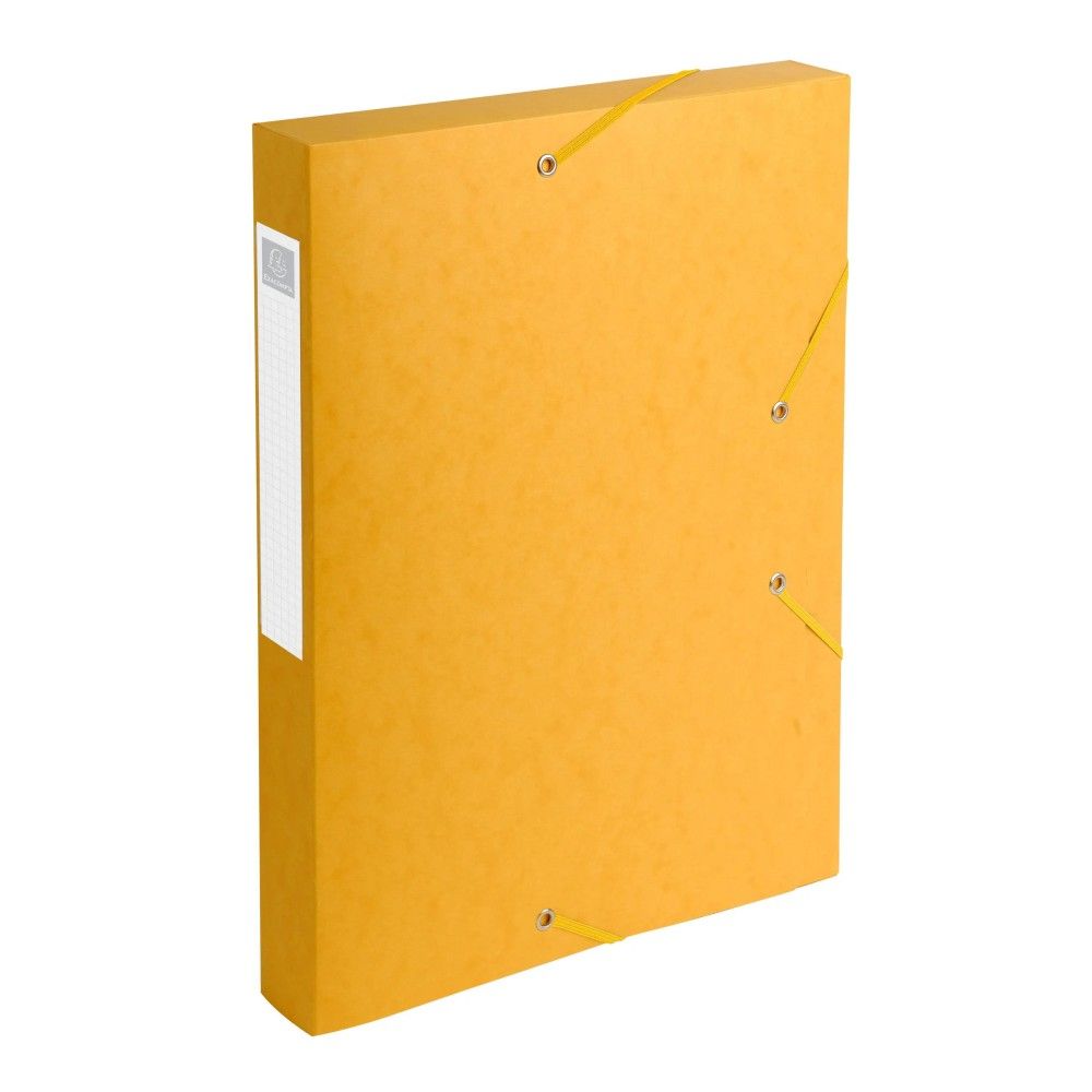 Кутия за документи с ластик EXACOMPTA Premium, 250х330х40 мм, A4, Genuine картон 600 г, жълта