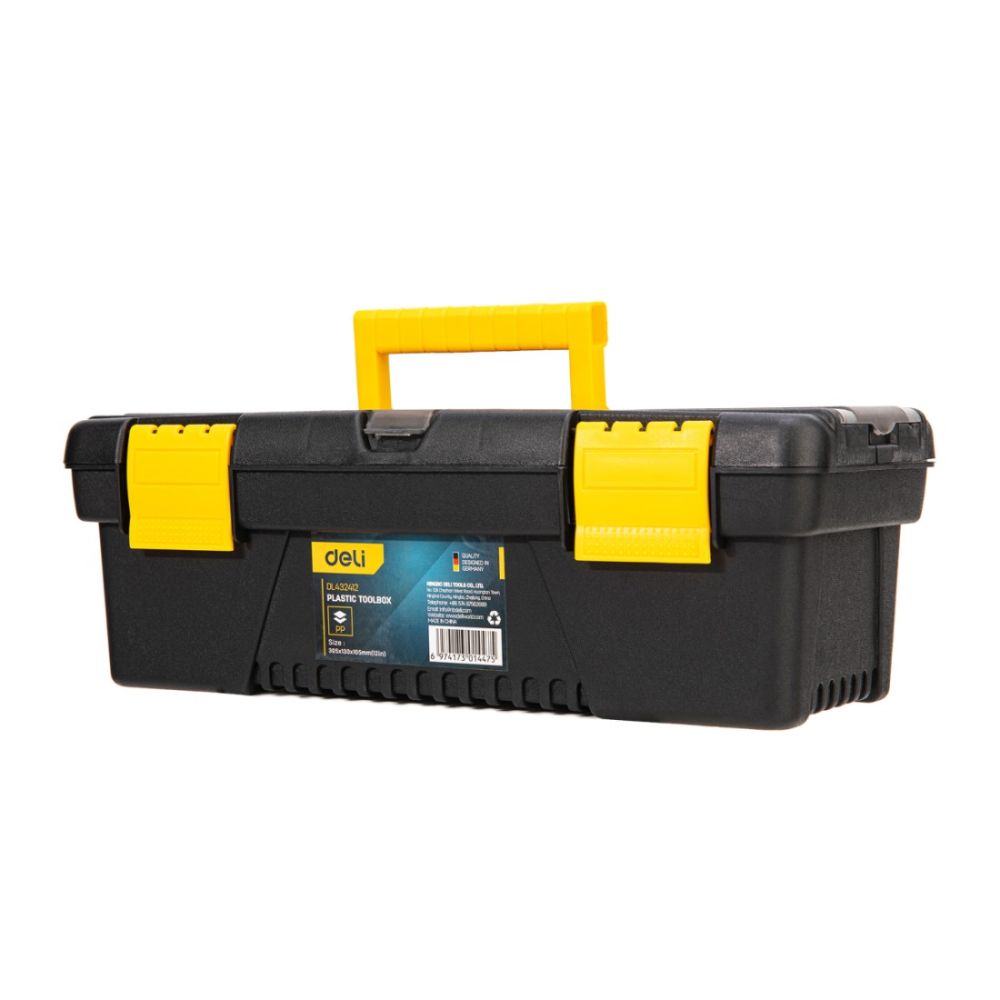 Кутия за инструменти Deli TOOLS EDL432412, 305x130x105мм, два слоя, PP пластмаса, жълточерна