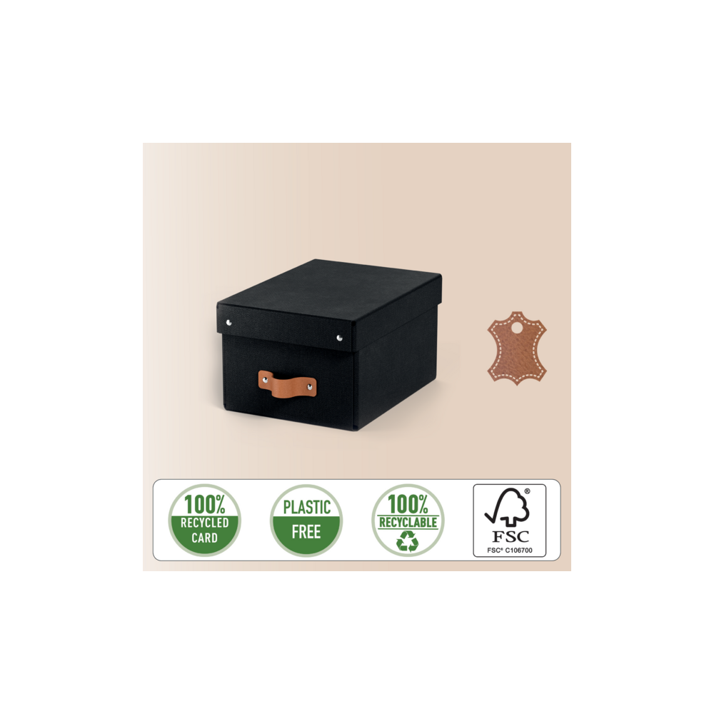 Кутия за съхранение LEITZ Puro, с капак, small, 200х150х280 мм, рециклиран картон, черна
