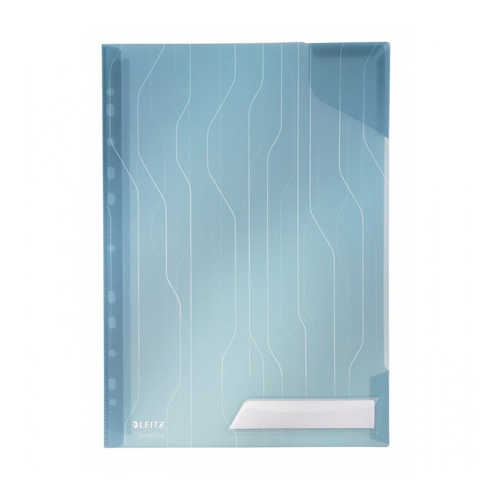 L-образен джоб LEITZ CombiFile, A4, РР 200 mic, с европерфорация, релефен мат, прозрачносин, 5 бр.