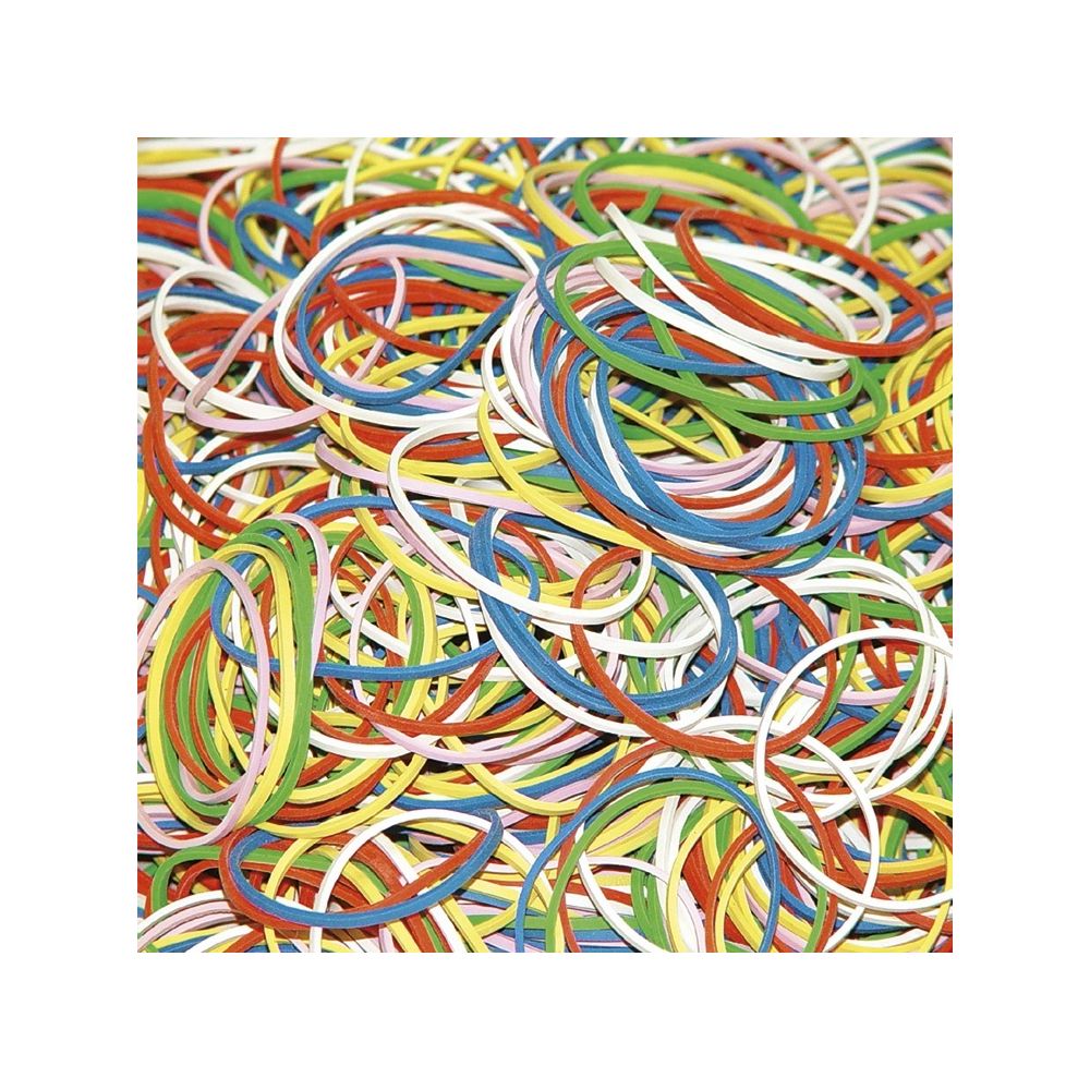 Ластици DONAU, каучукови, ф60 мм, 1.5х1.5 мм, цвят- асорти, опаковка 100 г