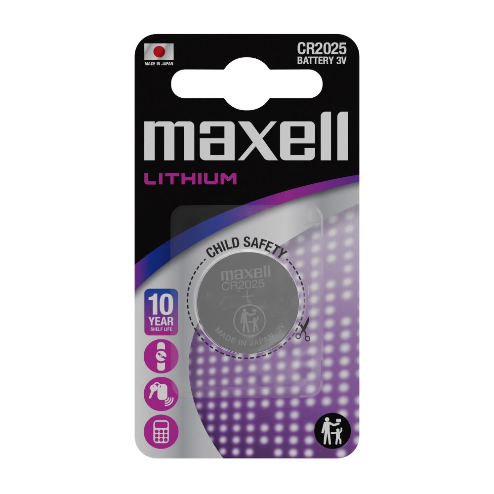 Литиева батерия Maxell, бутонна, CR2025, 3 V, блистер 1 бр.
