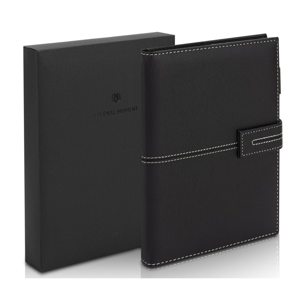 Луксозен комплект Deli бележник А5 и метална химикалка в кутия EN139L, сив