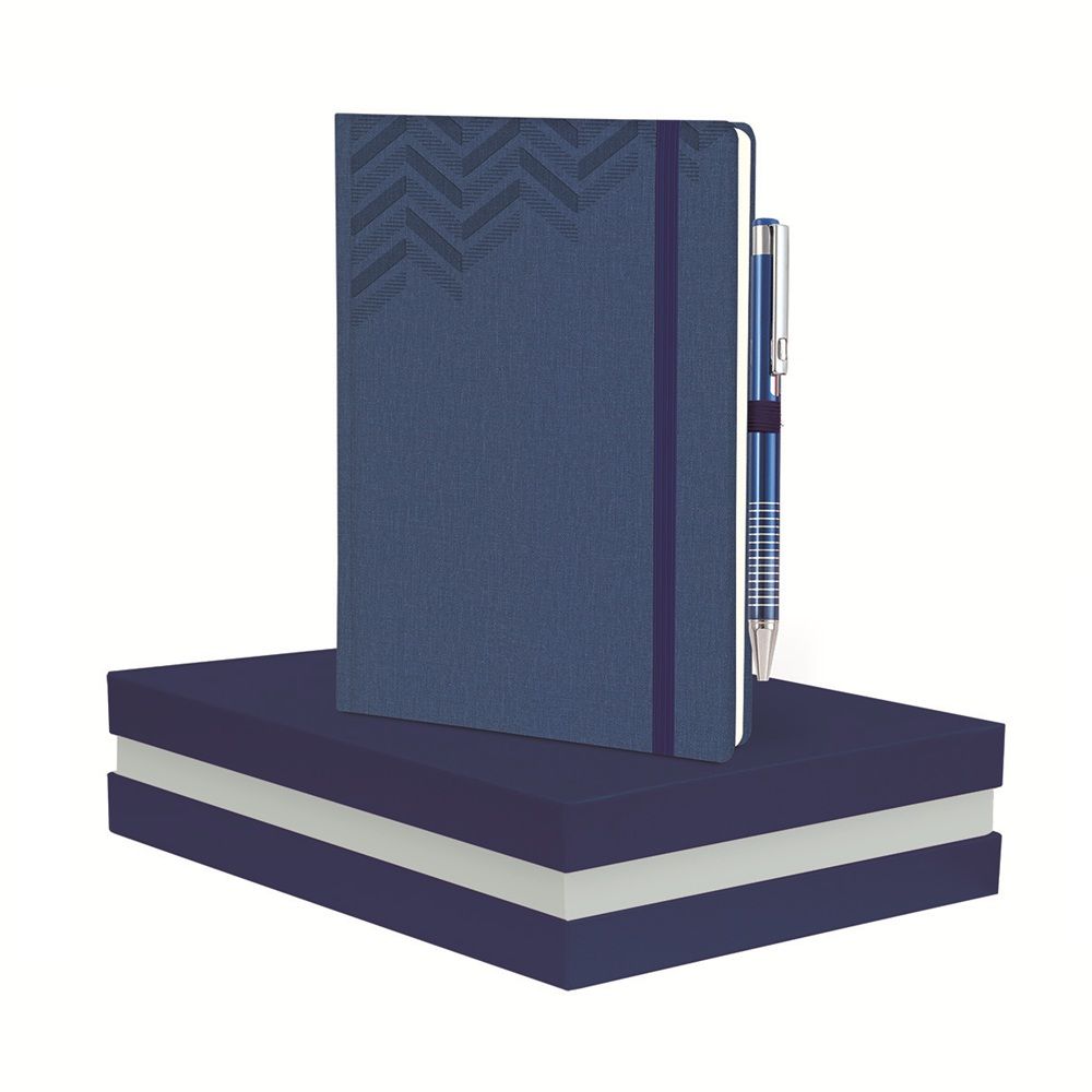 Луксозен комплект LASTVA Luxor бележник А5 и метална химикалка в кутия, син