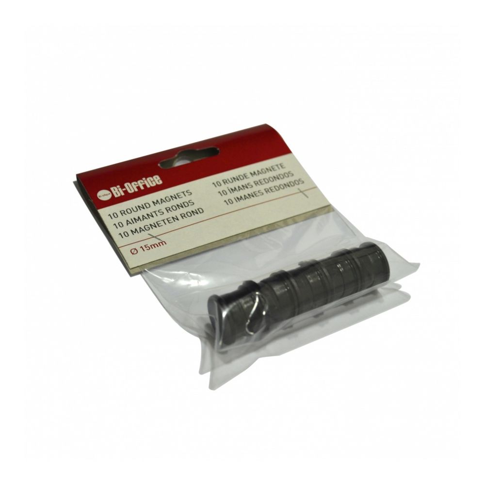 Магнити за бяла дъска Bi-Office, усилени, черни, Ф15 мм, 10 бр.