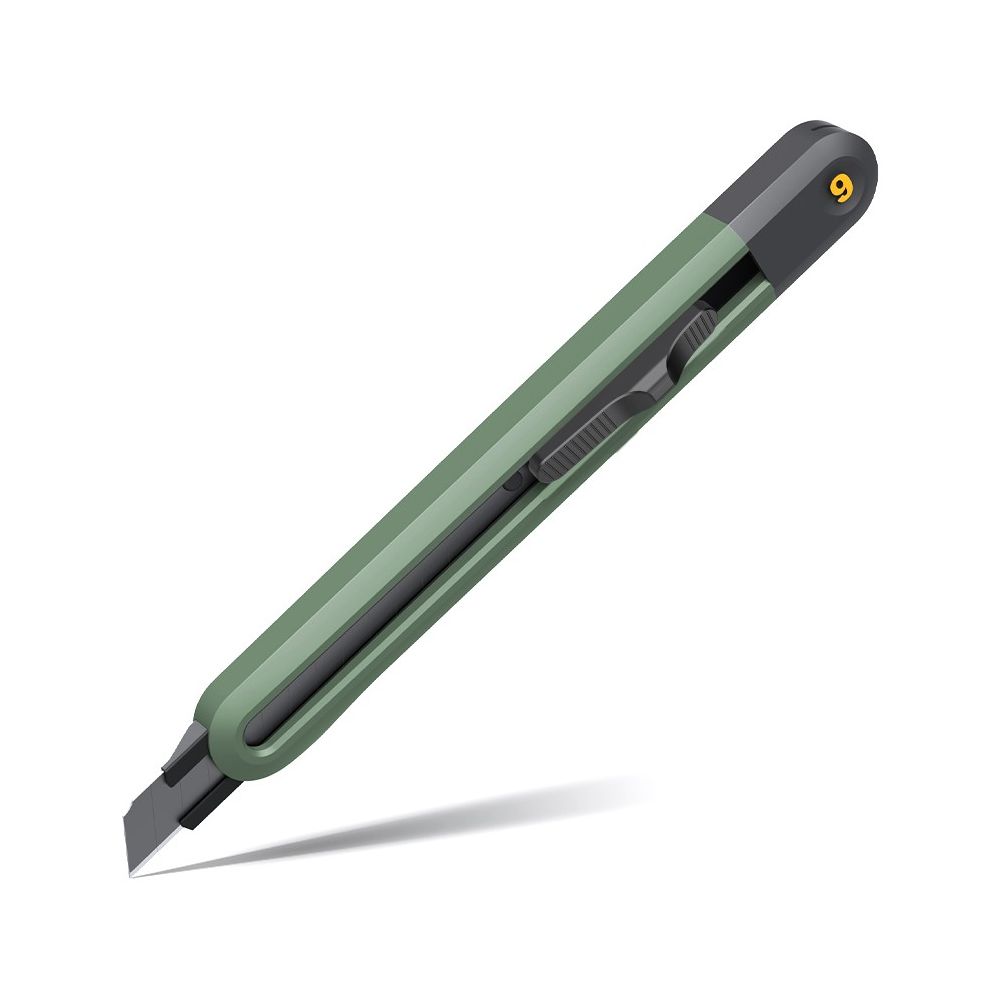 Макетен нож Deli homeSeries, EHT4009L, 133х11х15 мм, SK2, 9 мм, метален водач, заключване, зелен