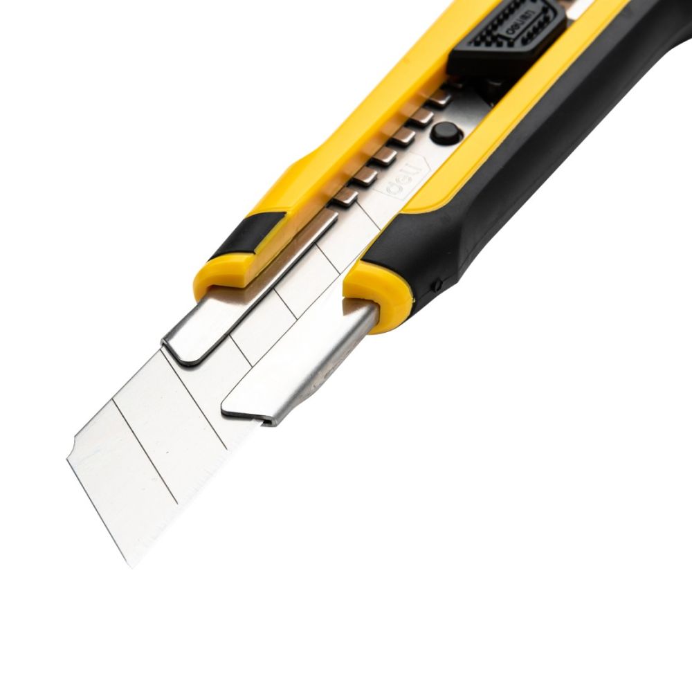 Макетен нож Deli TOOLS, EDL025, SK4, острие 25 мм, с метален водач, жълт