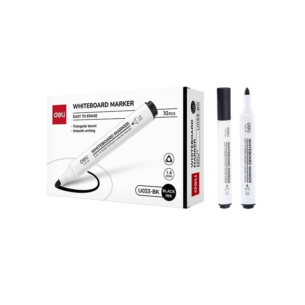 Маркер за бяла дъска Deli EU033-BK, объл връх 1.8 мм, черен