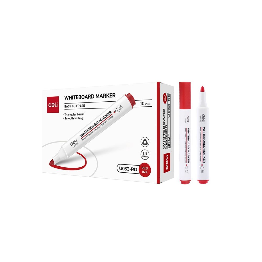 Маркер за бяла дъска Deli EU033-RD, объл връх 1.8 мм, червен