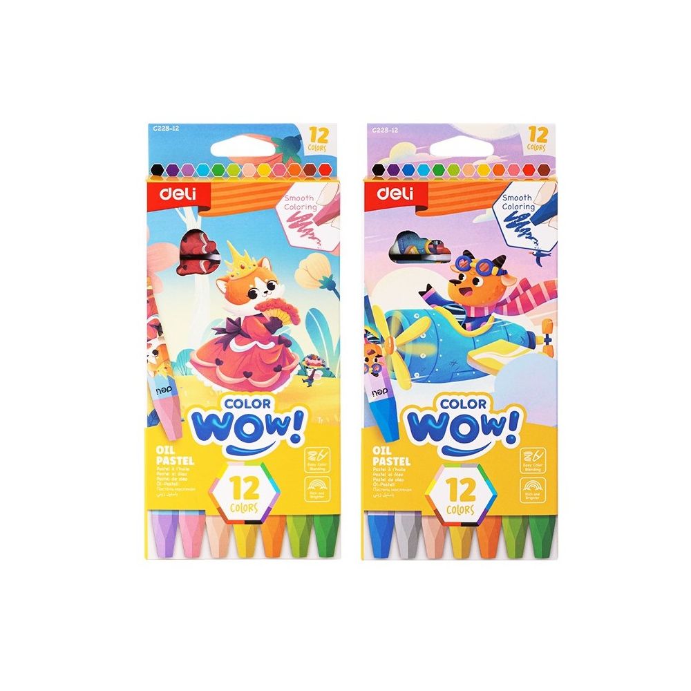 Маслени пастели Deli Color wow! EC228-12, ф 8 мм, 87 см, 12 цвята
