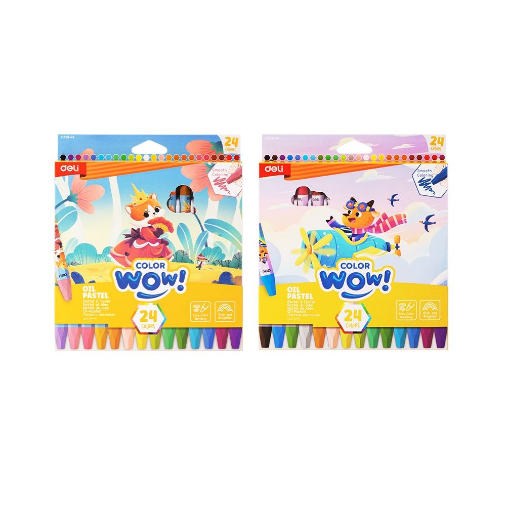 Маслени пастели Deli Color wow! EC228-24, ф 8 мм, 87 см, 24 цвята