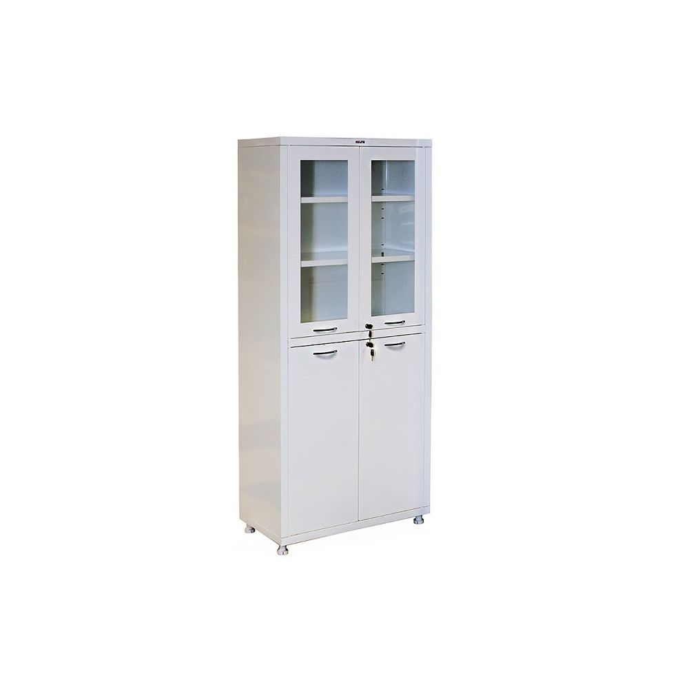 Медицински шкаф Hilfe МД 2 1780 R, 1750/1850x800x400 мм, 4 рафтa, 4 врати- метал и стъкло, бял