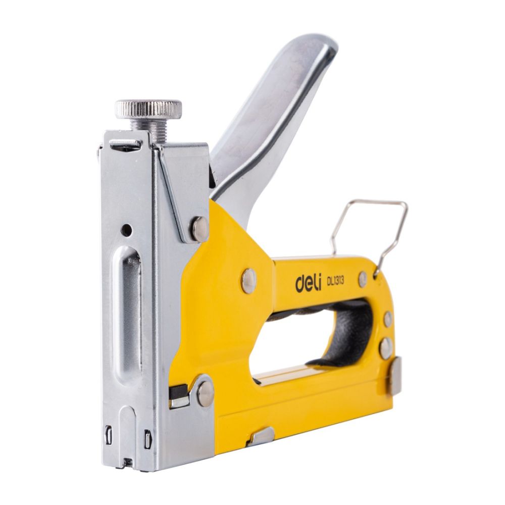 Механичен такер 3 в1 Deli TOOLS EDL1313, стоманен, за телчета D/U/T, подарък 600 телчета