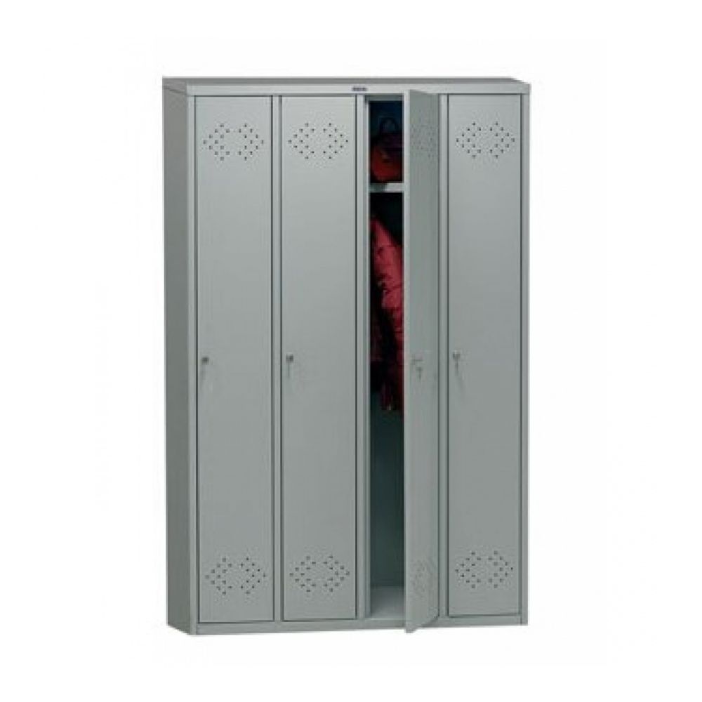 Метален гардероб Практик ML41, четворен с рафт и лост, 1830x1130x500 мм